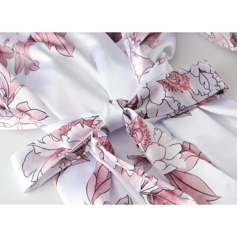 2021 Floral Robe New Design Silk Satin Robe Women Wedding Bridal Robes High Quality Summer Sleepwear