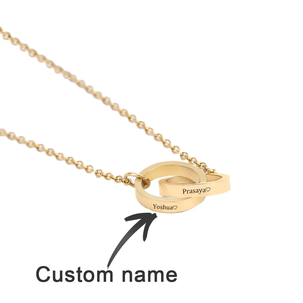 Индивидуальное ожерелье с двойным именем 3D Круглый Кулон лазерная гравировка