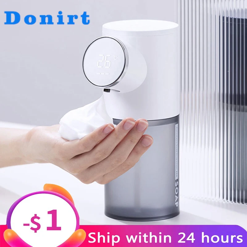 320ML Liquid Foam Soap Dispensers USB Rechargeable Temperature Display Automatic Dispenser Soap Foam Hand Sanitizer Wash Machine