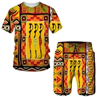 summer african print menwomen t shirts set dashiki ethnic style teesshortssuit short sleeve hip hop sportswear couple outfits