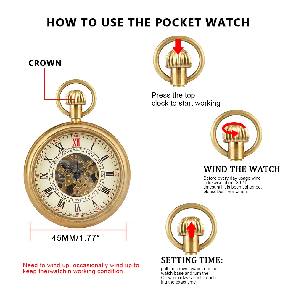 Gift Set Mechanical Pocket Watches Vintage Antique Men Women Elegant Delicate Necklace Pendant Hand Wind Fob Watch