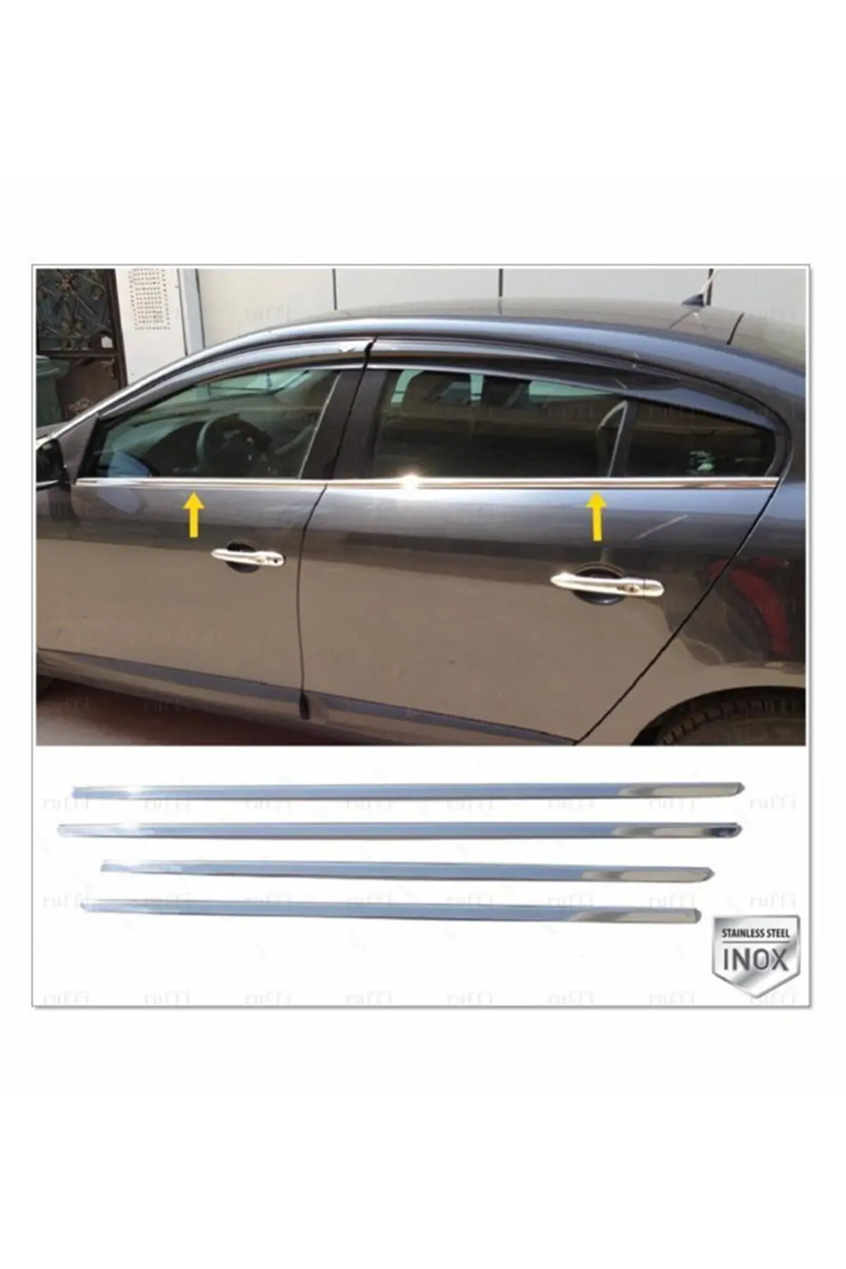 

For Renault Fluence Chrome Window Streamer 4 Pcs. 2010 And AboveModels Stainless Steel - Spoiler Diffuser Wings Side Hood Flaps