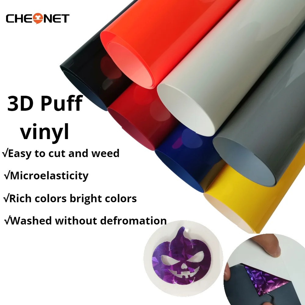 

25*200/500CM 3D Puff Heat Transfer Vinyl Press Machine Iron On DIY Custom Tshirt Easy to Cut Weed HTV Vinyl for Cricut Machine