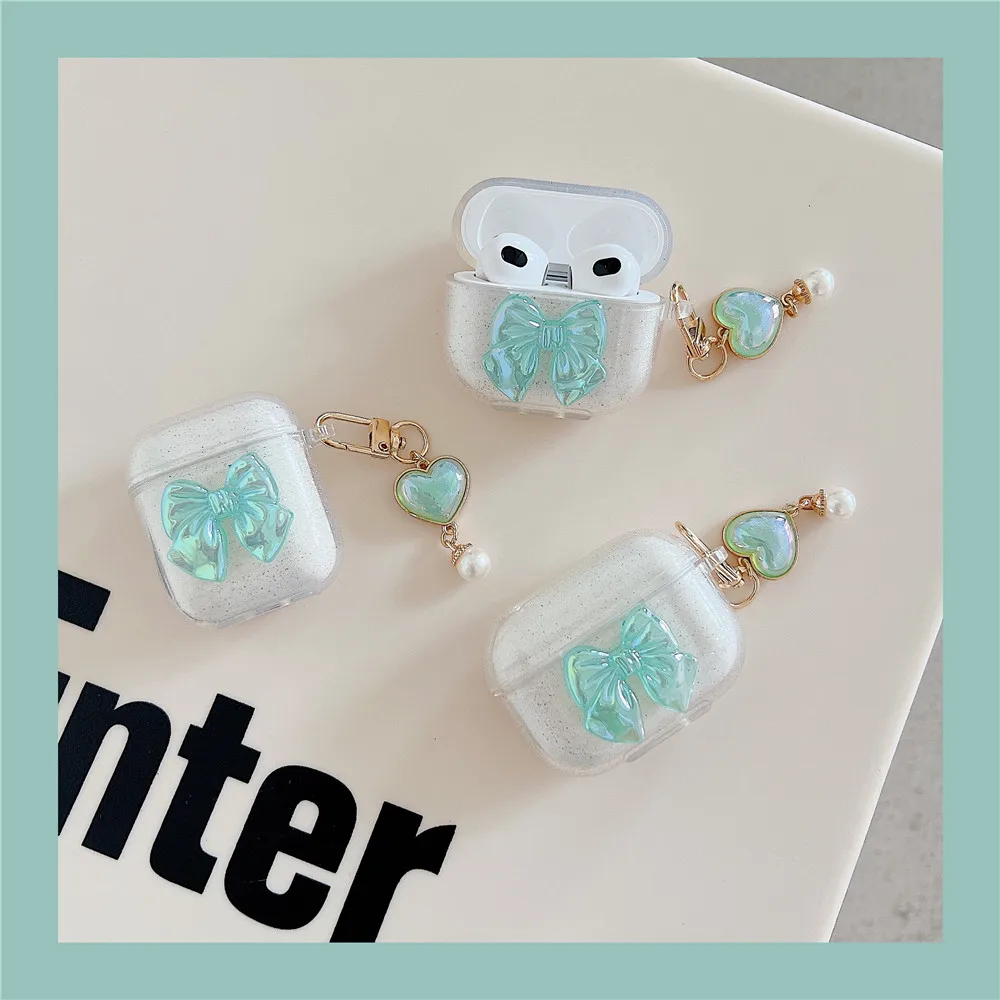 

Новинка Прозрачный чехол с 3D бабочкой для Airpods 3 чехол для наушников Защитный чехол для наушников для airpods 1 2 pro Чехол жемчужное украшение