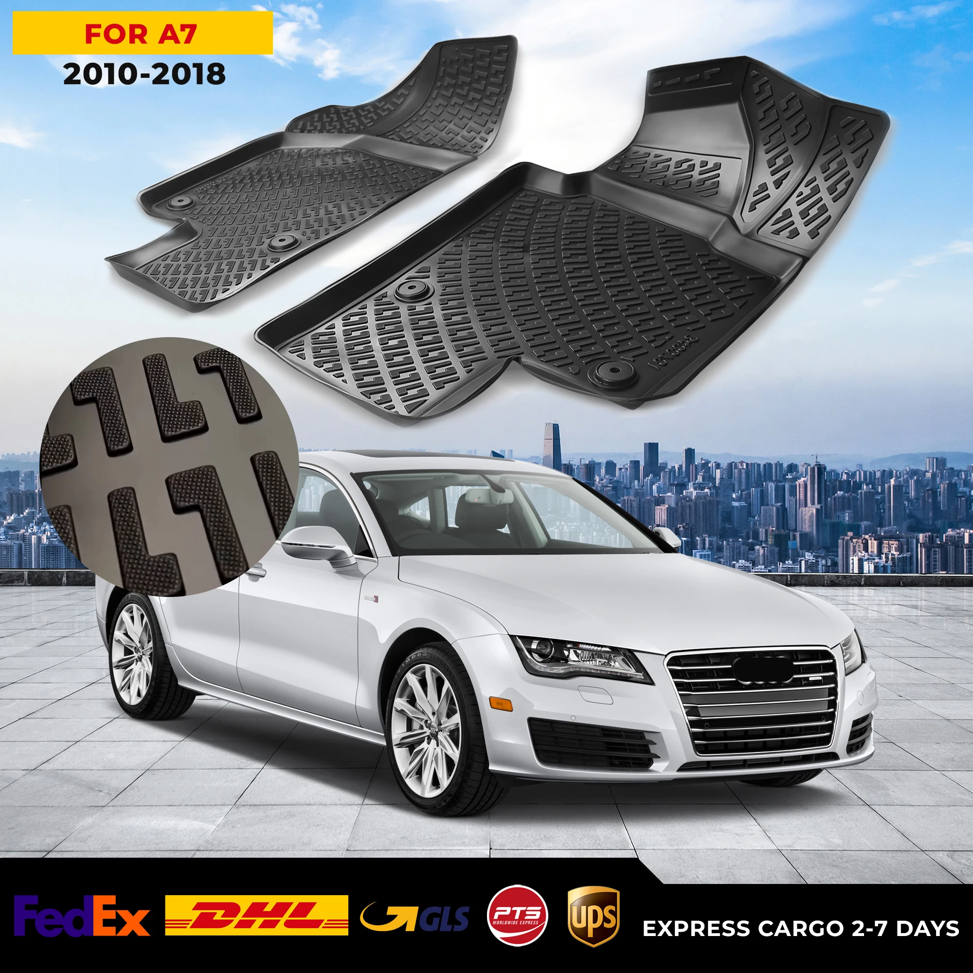 

Автомобильный 3D напольный коврик для Audi A7 2010-2018, водонепроницаемый специальный коврик для ног, аксессуары, коврики, Нескользящие