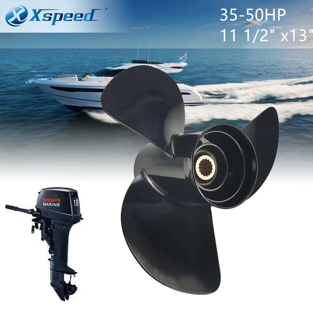 Xspeed Boat Propeller 11 1/2 x13 Fit Tohatsu/Nissan Engines 35HP 40HP 50HP MFS40A MFS50A Aluminum   13 Tooth