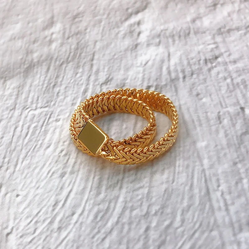 Vintage Chain Ring Ladies Double Wrap Ring High Quality Gold Chain Ring for Women Party Simple Jewelry Unique Valentines Gifts