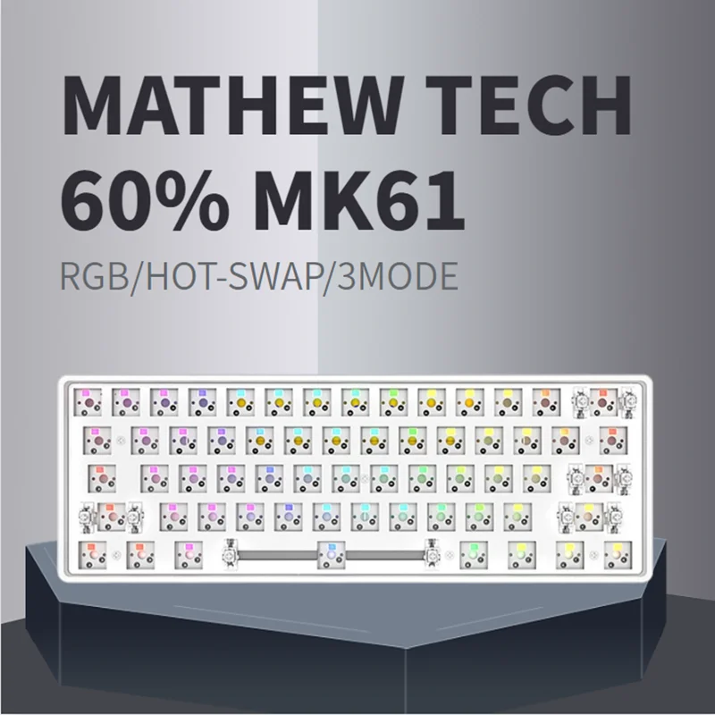 Механическая клавиатура MATHEW TECH MK61 61 клавиша RGB Bluetooth беспроводная 3 режима горячая