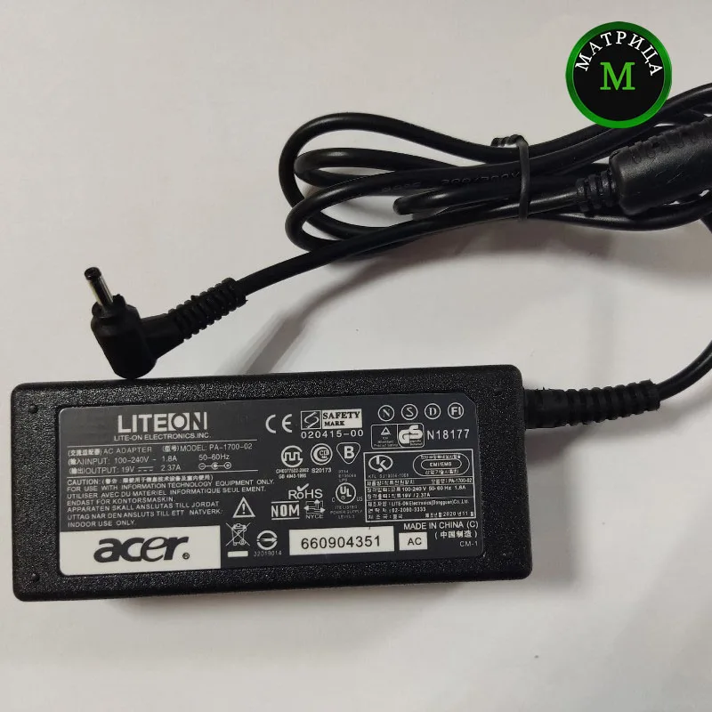 Зарядка для ноутбука Acer 3.0x1.1мм 19V 2.37A 45W без кабеля питания