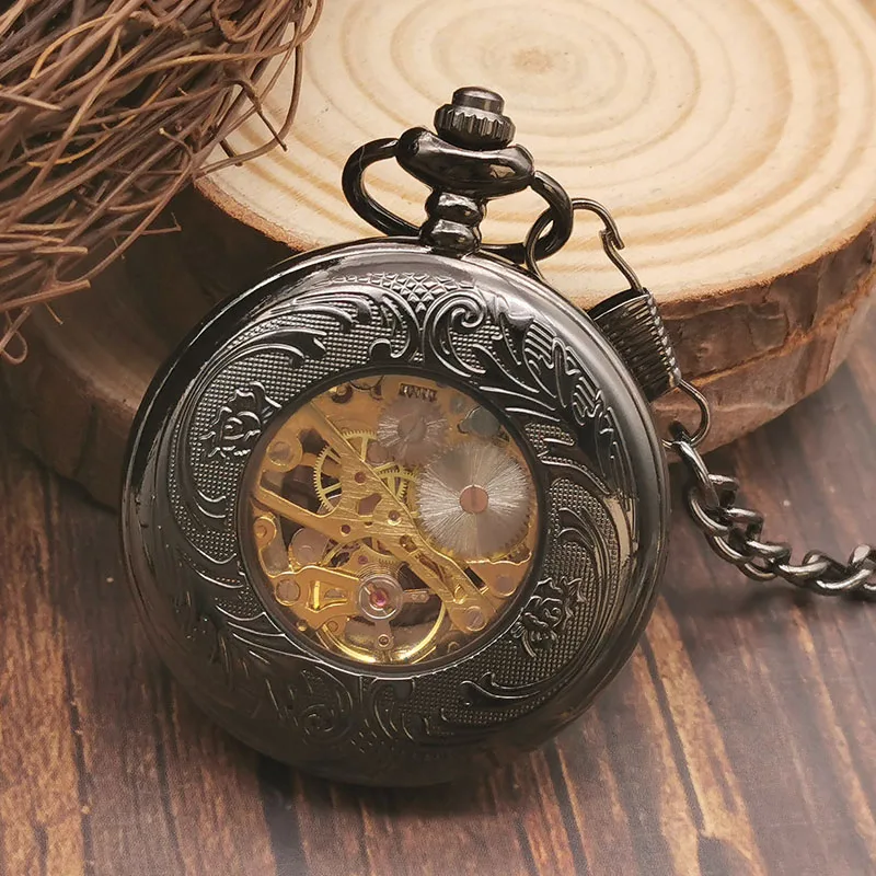 Hot Sale Classic Artistic Carved Hollow Mechanical Pocket Watches For Men Women Necklace Pendant with Chain Gifts