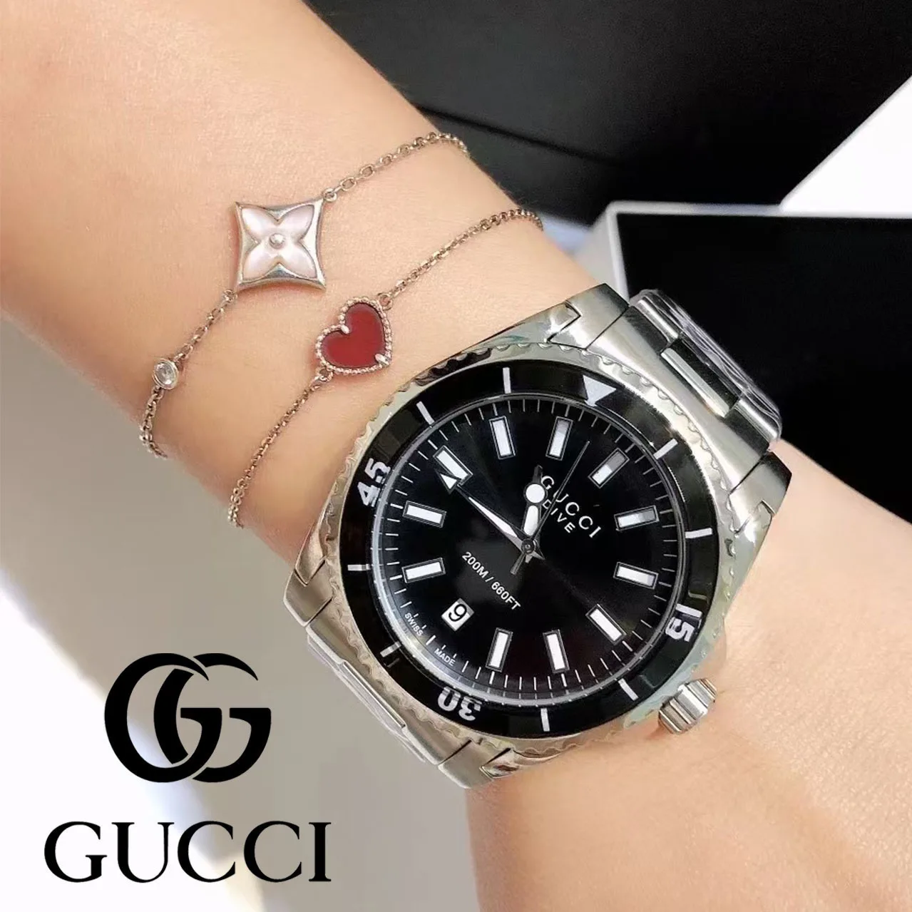 Восьмиугольные цельнометаллические часы в стиле GUCCI простые легкие деловые