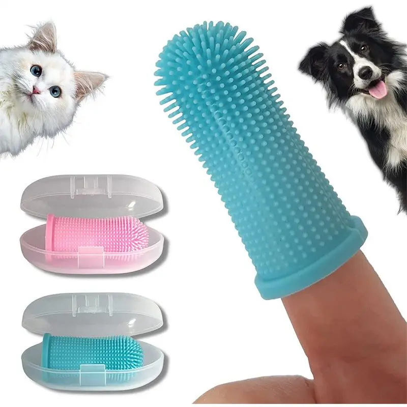 

New Super Soft Pet Finger Toothbrush Teeth Cleaning Bad Breath Care Nontoxic Silicone Tooth Brush Tool Dog Cat Cleaning Supplies