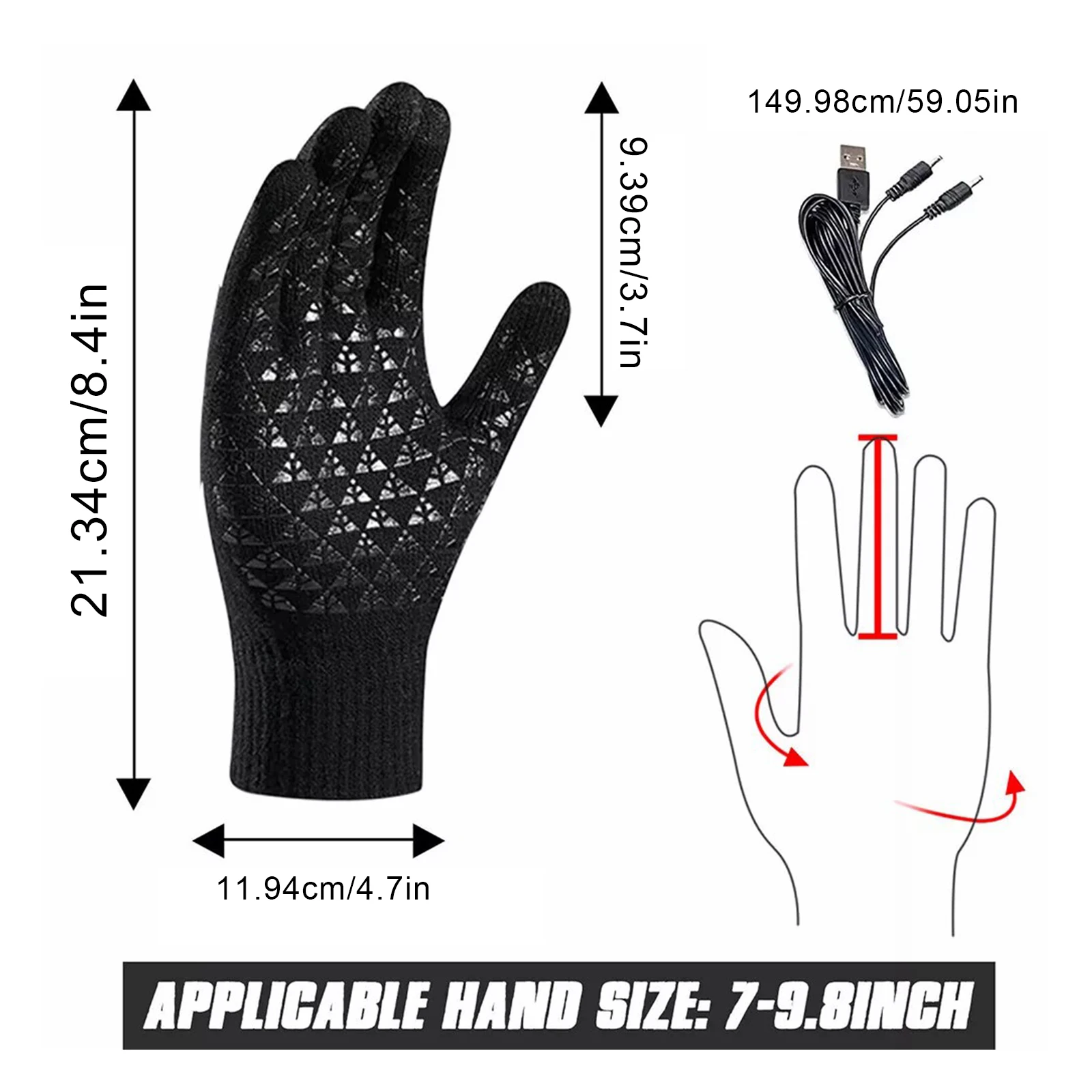 Перчатки с подогревом USB-зарядкой и ветрозащитным дизайном