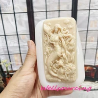 2 sizes 3d mermaid silicone soap mold diy handmade making scented candle aromatherapy car resin clay tools newest design
