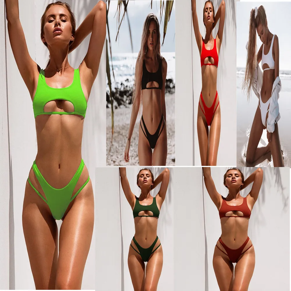 

2022 New Bikini Snake Pattern Multicolor Ladies Split Solid Color Swimwear Manufacturers Wholesale