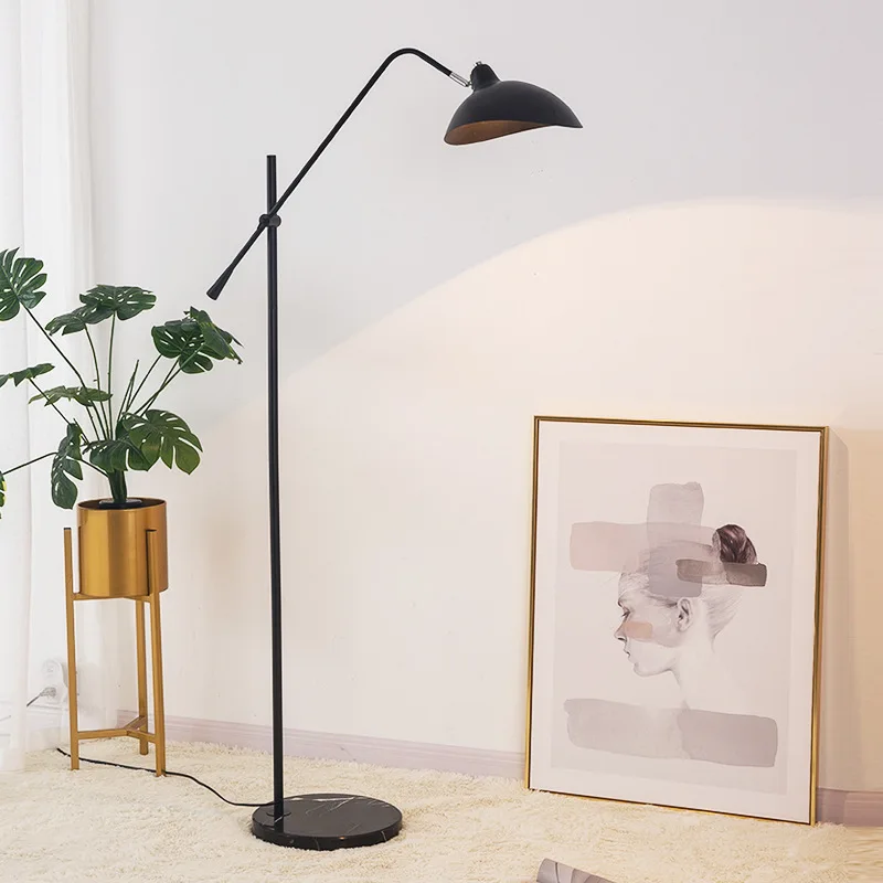 

Nordic Black Floor Lamp Marble Base Standing Lamp for Living Room Study Bedroom LED Stand Light Industrial Decor Luminaire Lamp