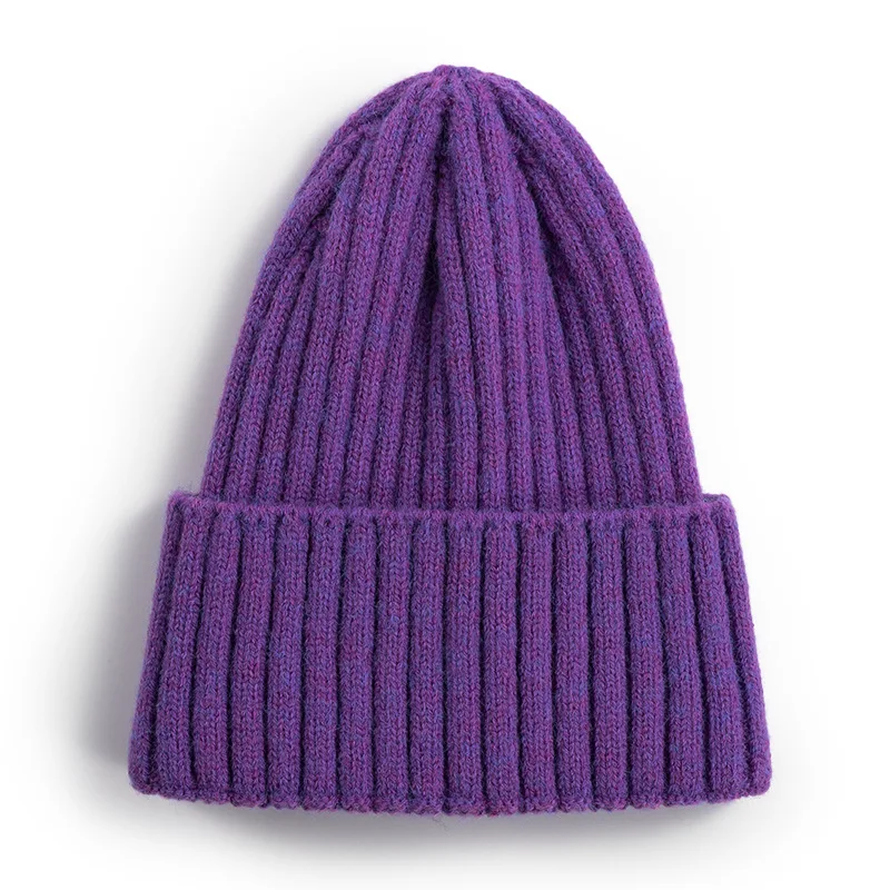 

Unisex Winter Soft Warm Knitted Hats Fashion High Quality Skull Hats Casual Solid Color Cotton Cashmere Knitted Beanies