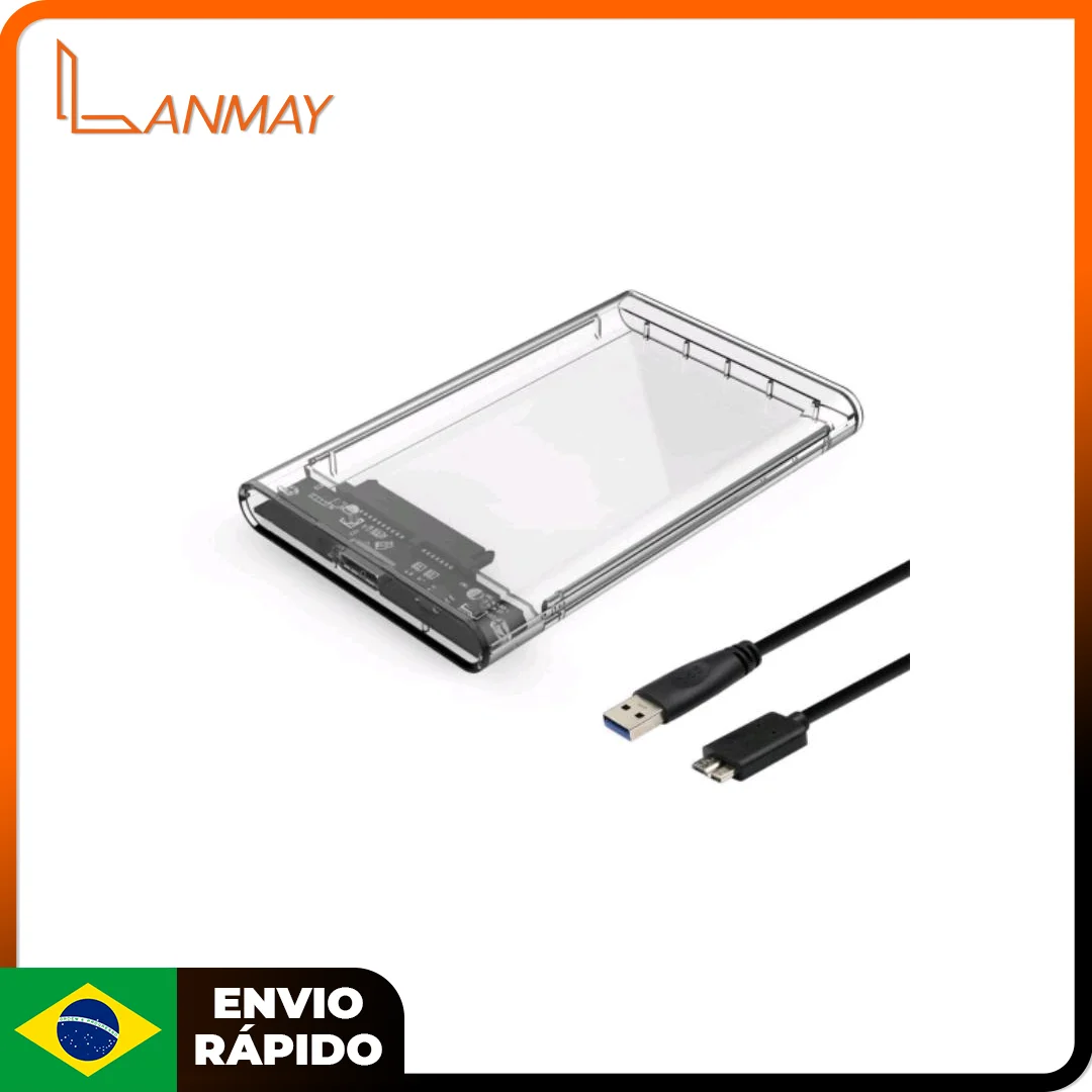 

External HD Case 2.5 Laptop PC Computer with USB Cable 3.0 HHD or Transparent SSD-Fast Delivery For All Brazil