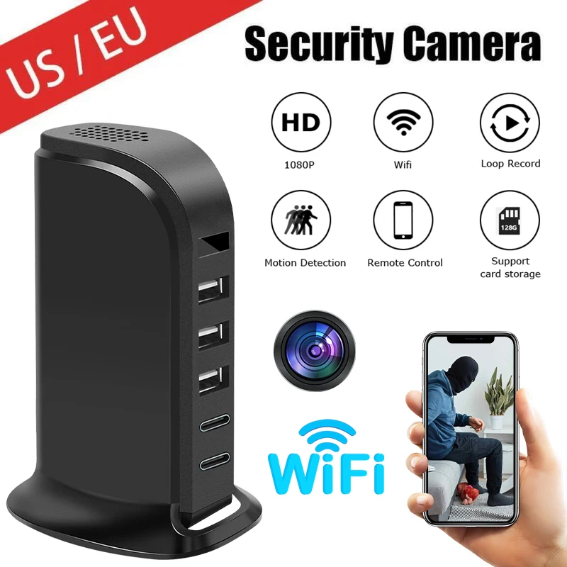 

HD1080P Wifi Mini Camera 5 USB Port Charger Convert Mini Camera Remote Monitoring Motion Detection Home Security Video Recorder