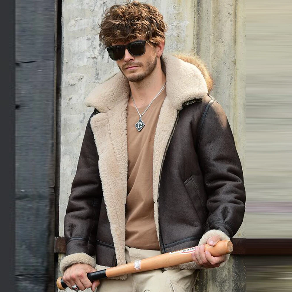 Мужская овчина Denny &amp Dora куртка со съемным капюшоном на молнии пальто из овчины