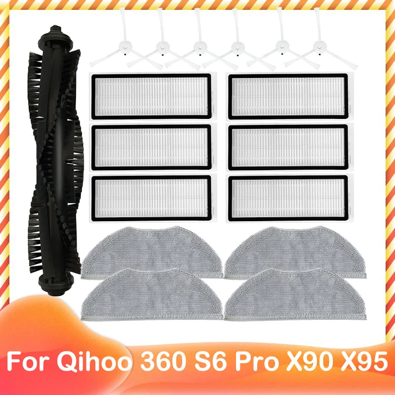 

Spare Main Side Brush Hepa Filter Mop Rag Replacement for Qihoo 360 S6 Pro X90 X95 Robotic Vacuum Cleaner Kit