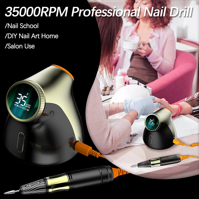 YOKE FELLOW 35000RPM Nail Drill Machine Color Screen Manicure Machine For Pedicure Kit Electric Nail File With Cutter Nail Tool enlarge