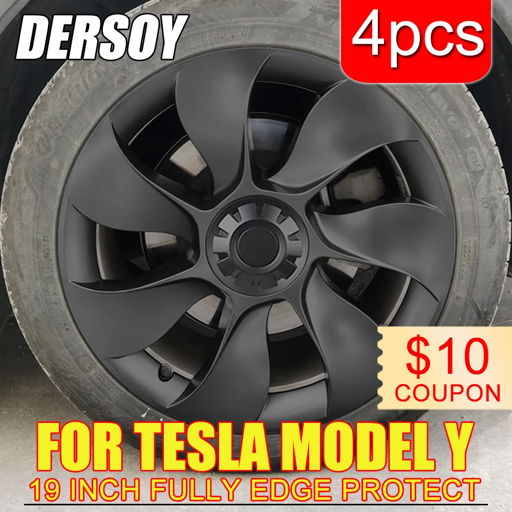 

4PCS Hub Cap For Tesla Model Y 2019-2022 Wheel Cap 19 Inch Automobile Car Performance Replacement Full Rim Cover Accessories