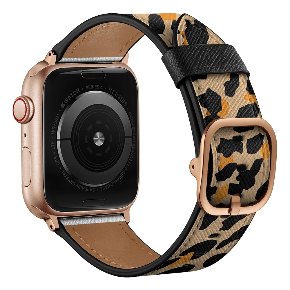 

Leather Watch Band for Apple Watch Series 7 6 Se 41mm 45mm iwatch Strap for 40mm 38mm 44mm 42mm Series 5 4 3 Smartwatch Bracelet