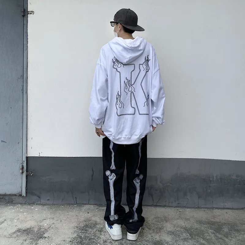 Men's Skull Jeans Y2k Baggy Pants Streetwear Hip Hop Man Printed Trendyol Black Skeleton Trousers Woman Print Casual Vintage