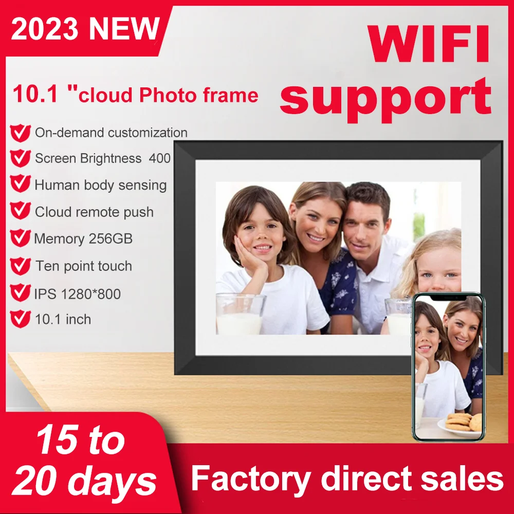 

Andoer 10.1-inch WiFi Digital Photo Frame 1280*800 IPS Touch Screen Cloud Digital Picture Frame 16GB Storage Share Photo via APP