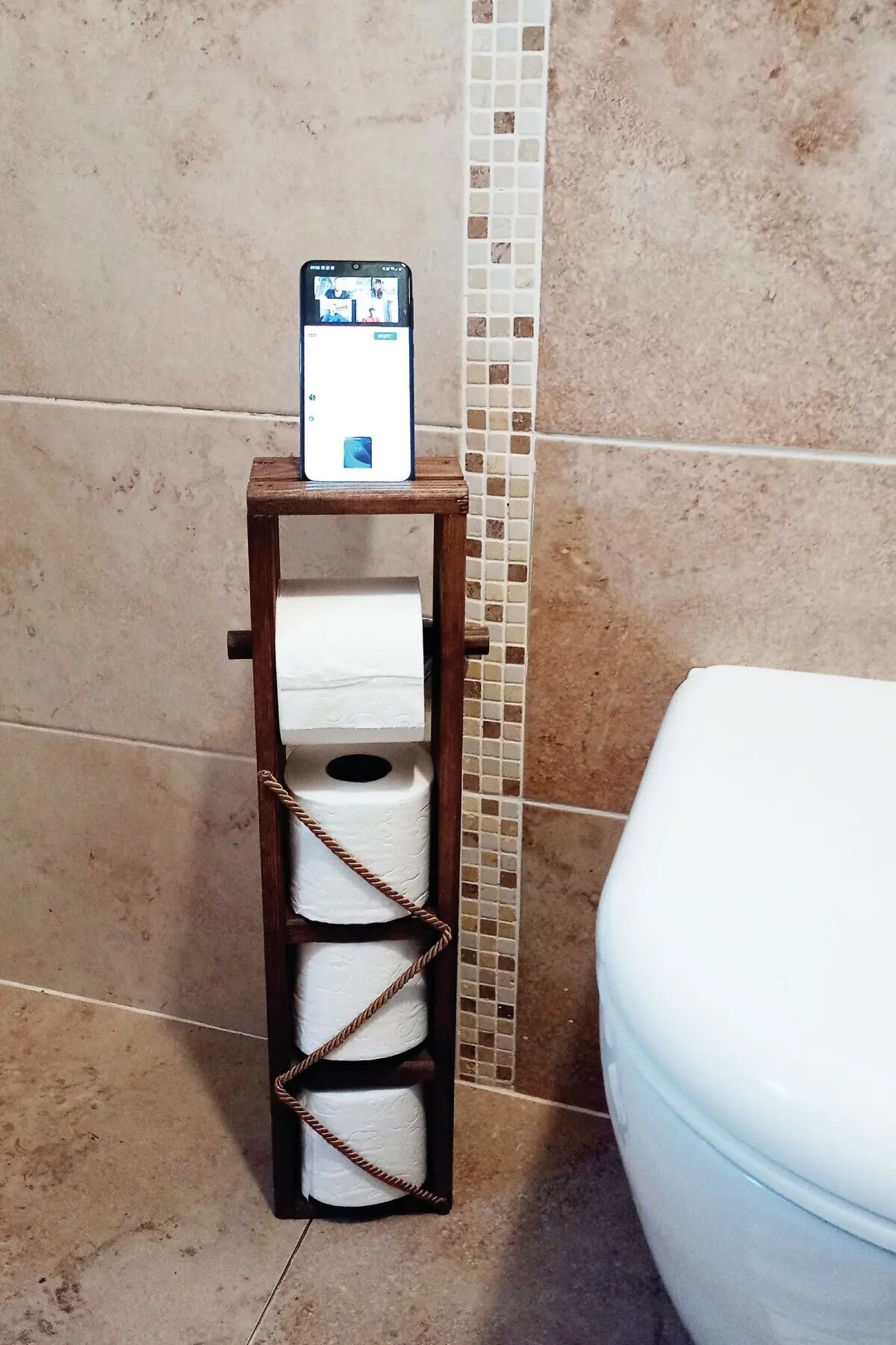 

Wooden Wc Kağıtlık Walnut Color Toilet Kağıtlığı Phone Holder Stand bathroom products portable toilet paper holders new