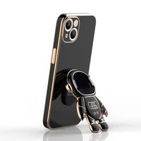 likeable astronaut folding stand holder phone case for iphone 13 12 11 mini pro xs max 8 7 6 plus xr x se2 luxury square soft