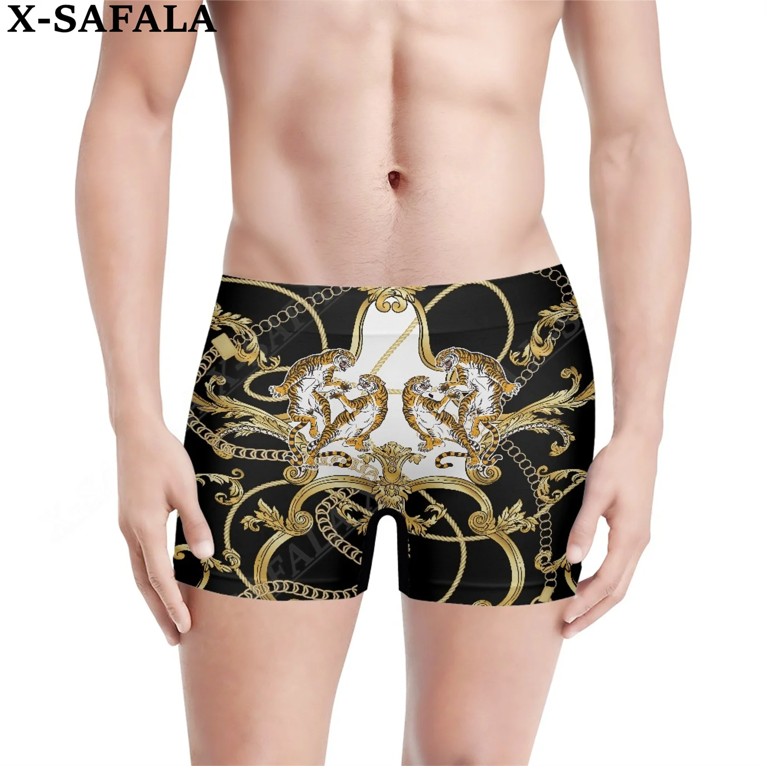 

Baroque 3D Printing Male Men‘s Underwear External Underwear Shorts Seamless Pants High Elastic Swimwear Beach Swimming Trunks