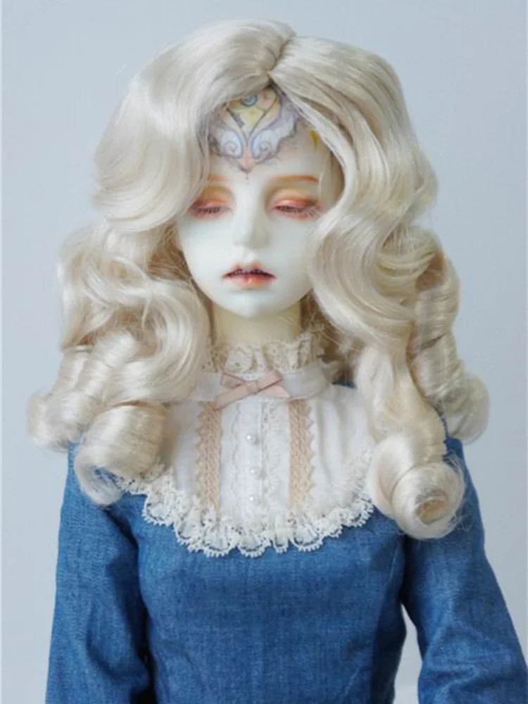 Фото JD324 1/3 Pretty BJD синтетический мохеровый парик для SD вьющихся волос для размера 8-9 дюймов окружность головы 20,5-23 см аксессуары для кукол №1