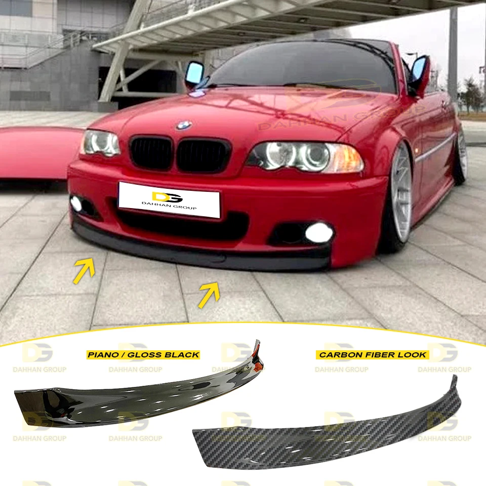 B.M.W E46 M Tech M Sport 1997 - 2006 CSL Style Front Splitter Lip Spoiler Wing Carbon Look or Piano Gloss Black Plastic