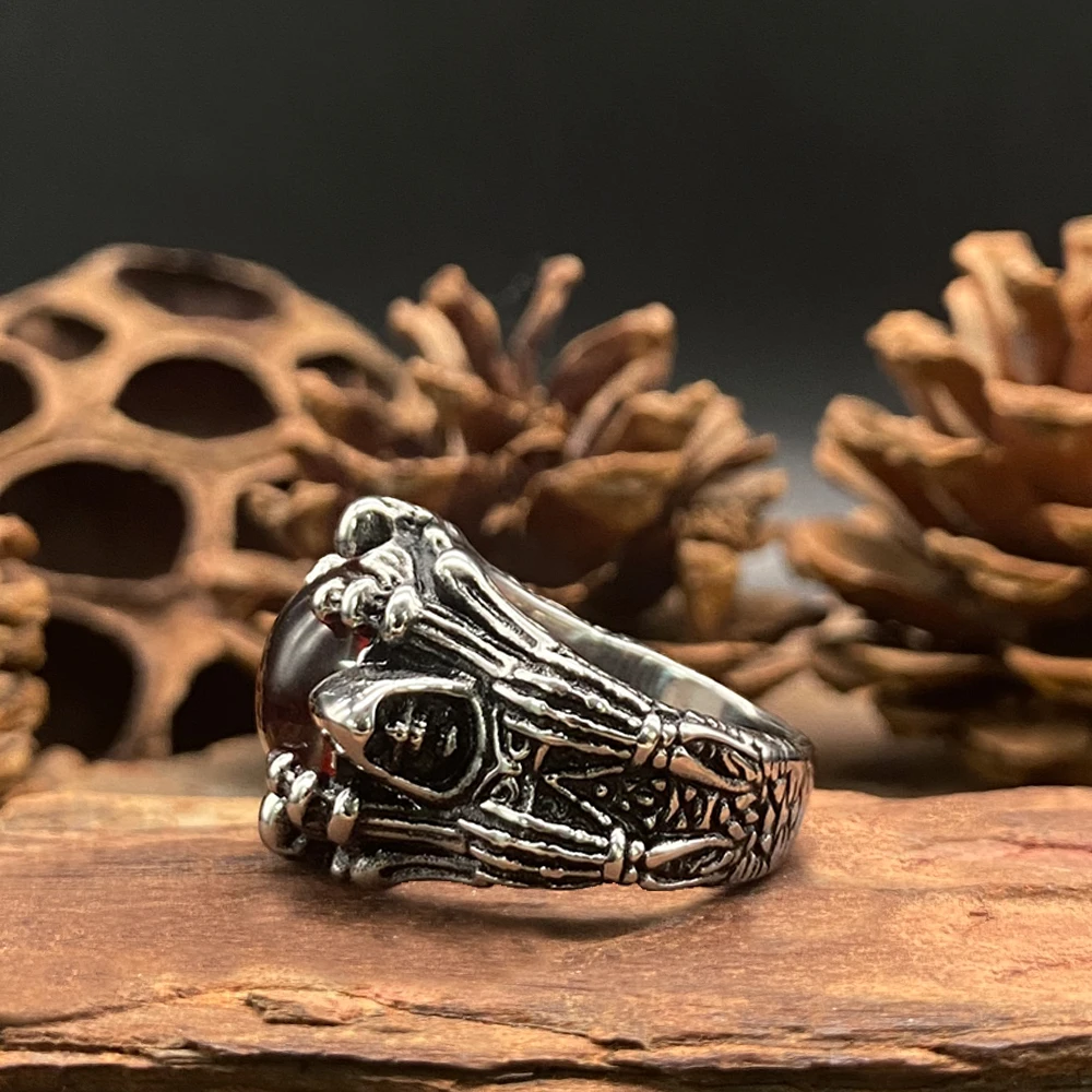 Кольцо с когтями дракона Дьявольские глаза для мужчин красный циркон глаз смерти