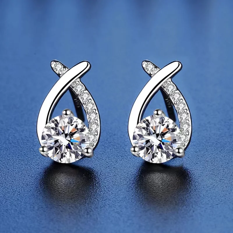 

0.5ct D Color Moissanite Twist Stud Earrings Women 925 Sterling Silver Moissanita Diamond Ear Studs Ins 2022 Jewelry Pass Tester