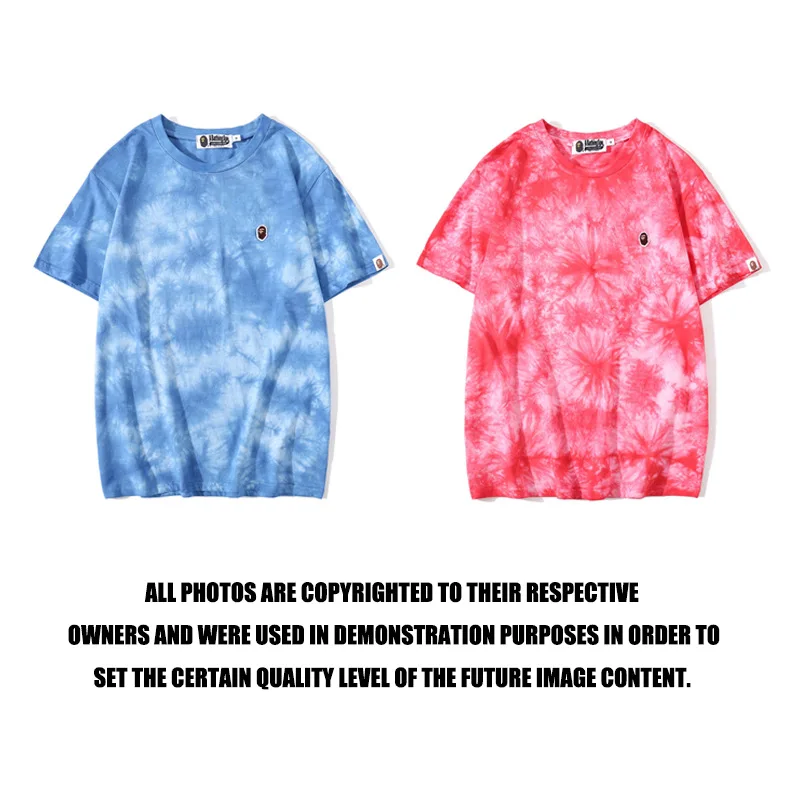 

Hot Sale Trendy Summer New Ape Head Classic Tie-Dye Men's And Women's Short-sleeved 100% Cotton Casual Loose Bape T-shirts