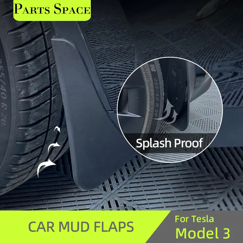Брызговики Tesla Model Y 2022 2021 2020 4 шт. невидимые для автомобиля матовые черные
