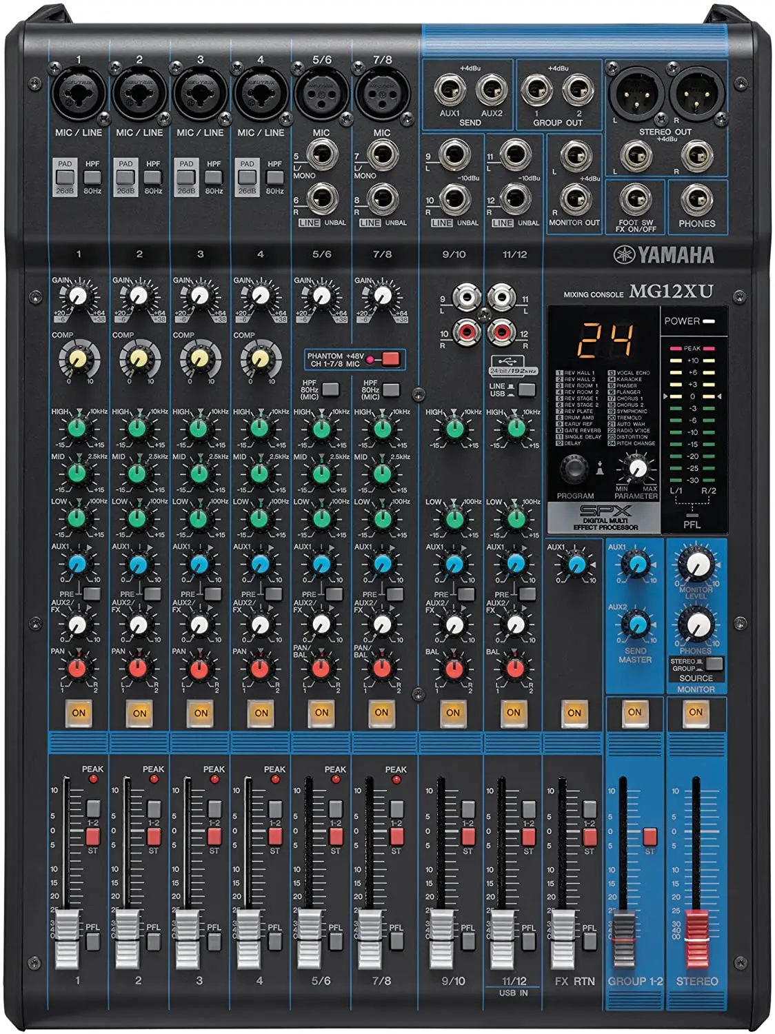 

12-канальный микшер с USB-портом и эффектами позитивная Yamaha MG12XU