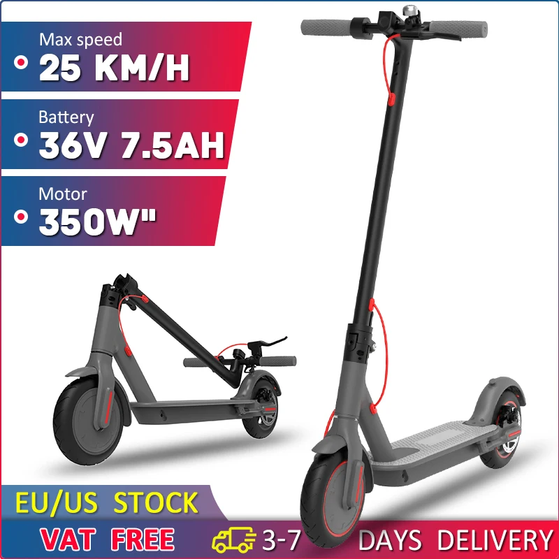 

350W Electric Kick Scooter for Adult,25KM/H 30KM Range 36V 7.5AH Battery, 8.5 inch Tire Foldable Commuter Escooter Large LCD