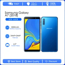 Samsung Galaxy A7 (2018)  A750F Original Unlocked A750FN A750G Android Wi-Fi 64MP 6.7'' 64GB 4GB RAM Free Shipping