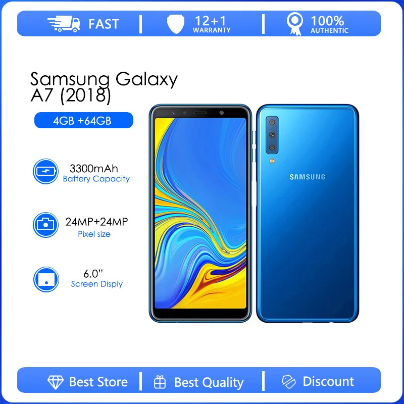 Фото Samsung Galaxy A7 (2018) A750F Восстановленный Оригинальный разблокированный A750FN A750G Android Wi-Fi