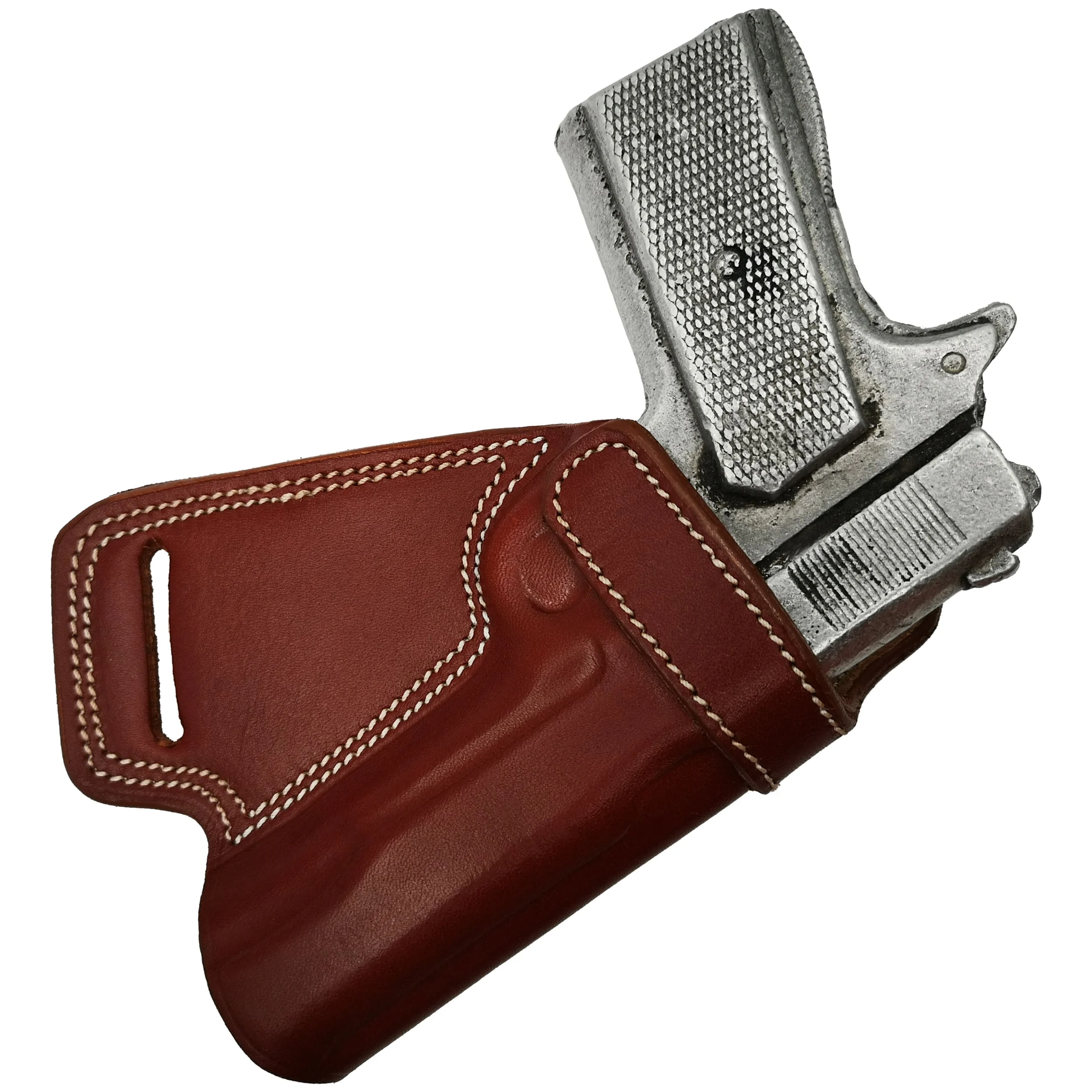 

Glock 17 Compatible Real Leather Holster Small Of Back Quick Release Cross Draw Gun Pouch Brown