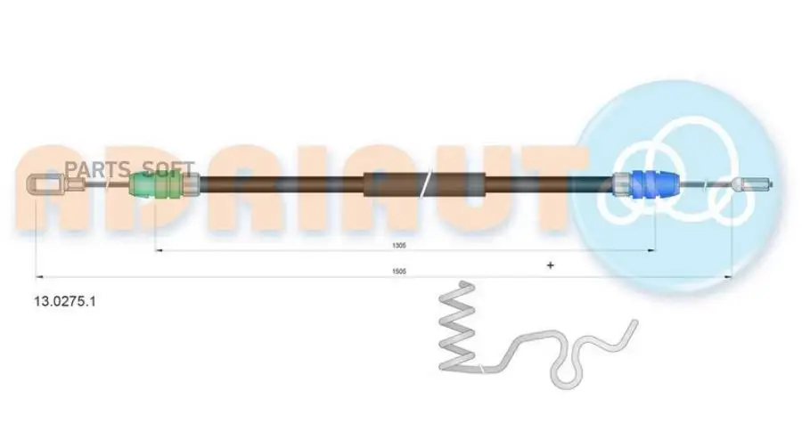 AD13.0275.1_трос ручника задний левый! 1505mm  Transit 06-14