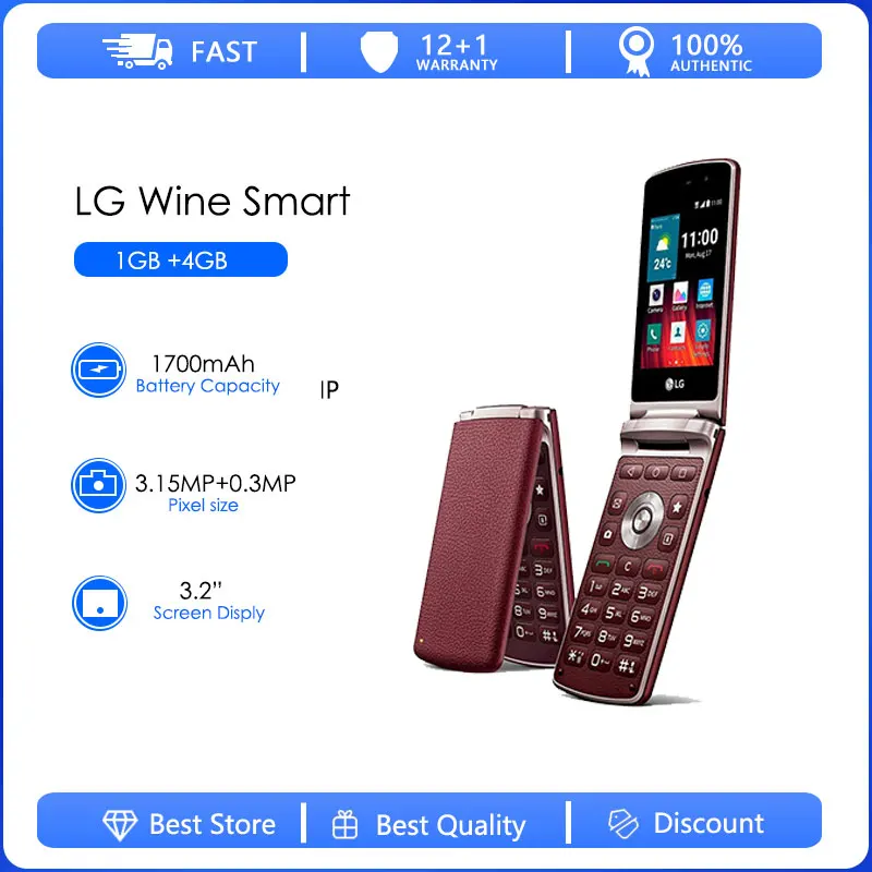

LG H410 Refurbished-Original Unlocked LG Wine Smart LG H410 Quad Core 3.2 Inches 1GB RAM 4GB ROM 3.15MP Camera LTE Cellphone