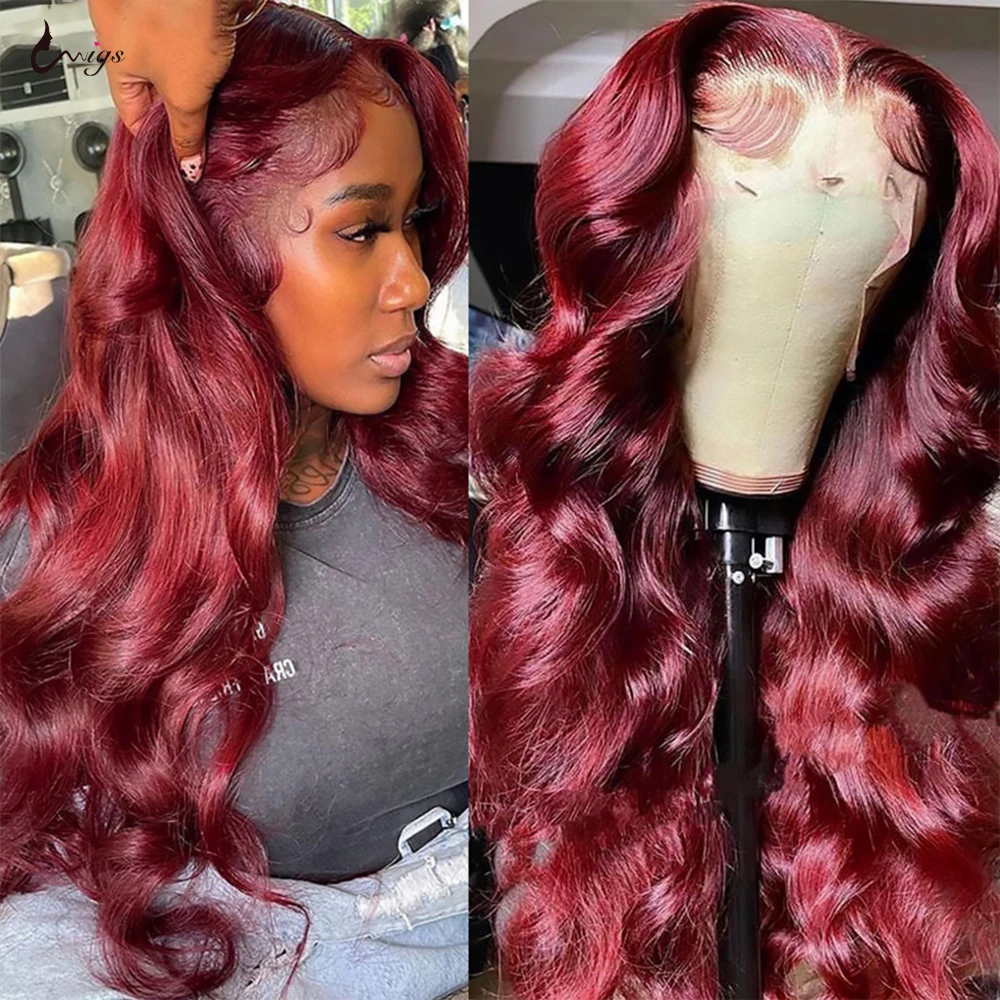 Burgundy Lace Front Wig 99J Red Body Wave Lace Front Wig 13x6 Hd Transparent  Lace Frontal Wig Colored Human Hair Wigs for Women