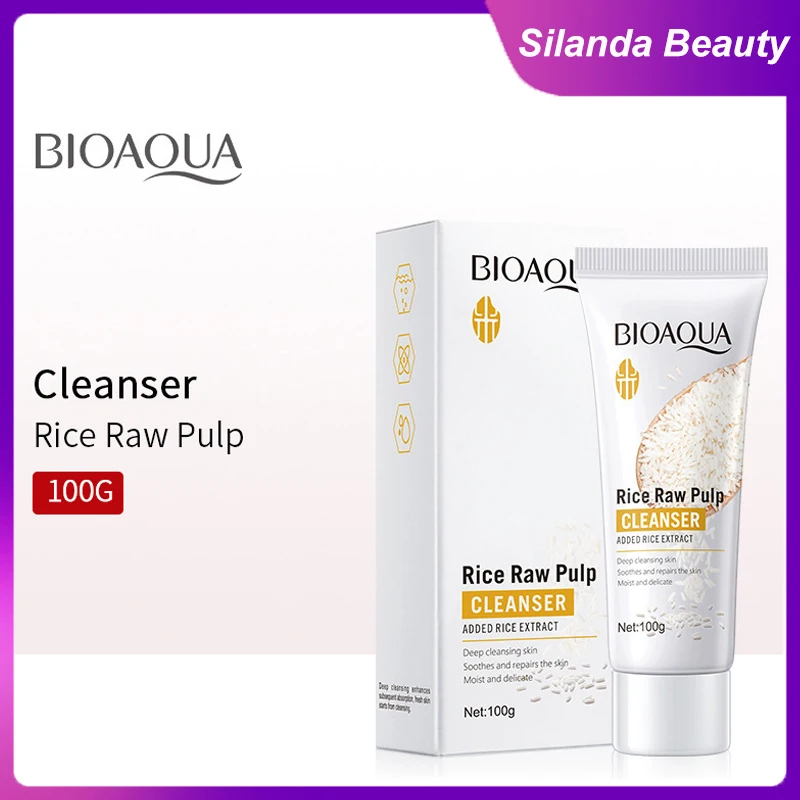 

Silanda Beauty Rice Raw Pulp Face Cleanser Facial Scrub Foam Remove Blackhead Moisturizing Shrink Pores Deep Clean Oil Control