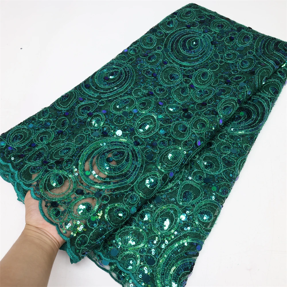 Зеленое кружевное платье с блестками в африканском стиле, элегантное платье для свадебной вечеринки 2023, роскошное Сетчатое швейцарское Тюлевое кружевное платье, 5 ярдов