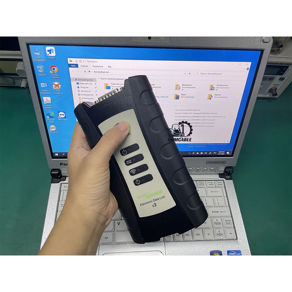 Диагностический комплект V5.3 AG CF ELECTRONIC DATA LINK V3, сервис EDL V3 Adviser, трактор, погрузчик, грузовик + TOUGHBOOK CFC2, диагностика ноутбука